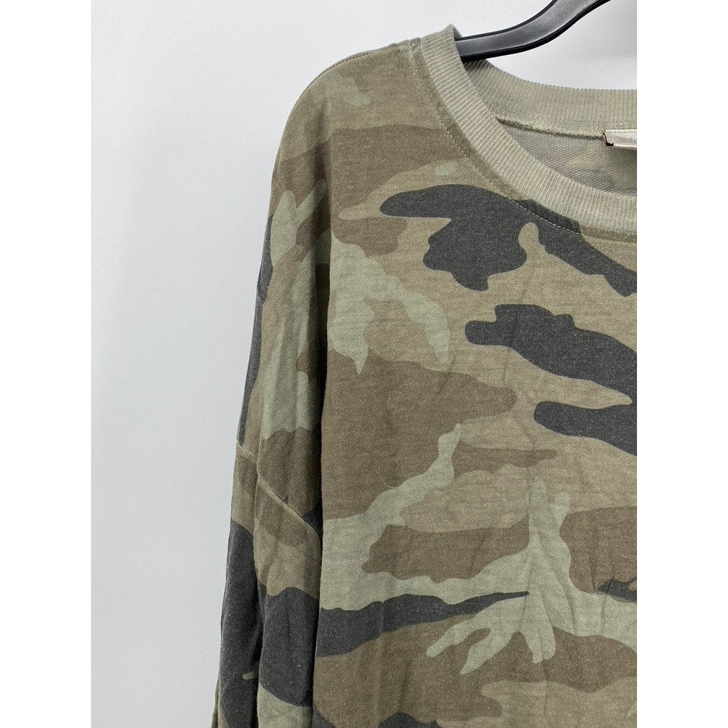 DANTELLE Womens Open Slit Long Sleeve Camo Top Sz 1x