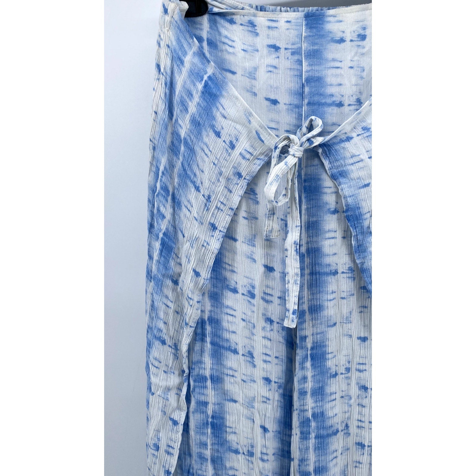 VANILLA STAR Womens Blue & White Dyed Flowy Pants SZ M
