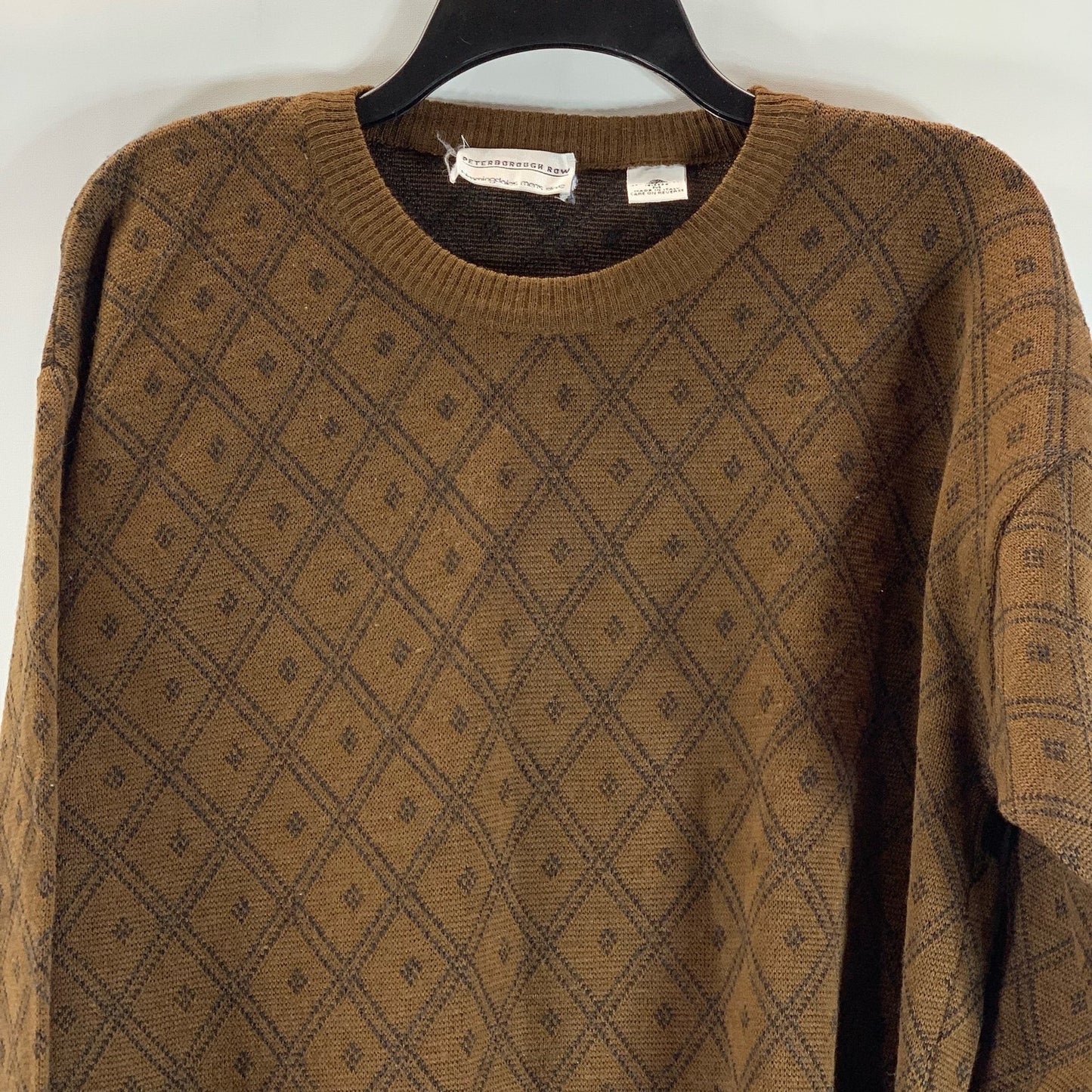 PETERBOROUGH ROW Men's Brown Virgin Wool Crewneck Knit Pullover Sweater SZ M