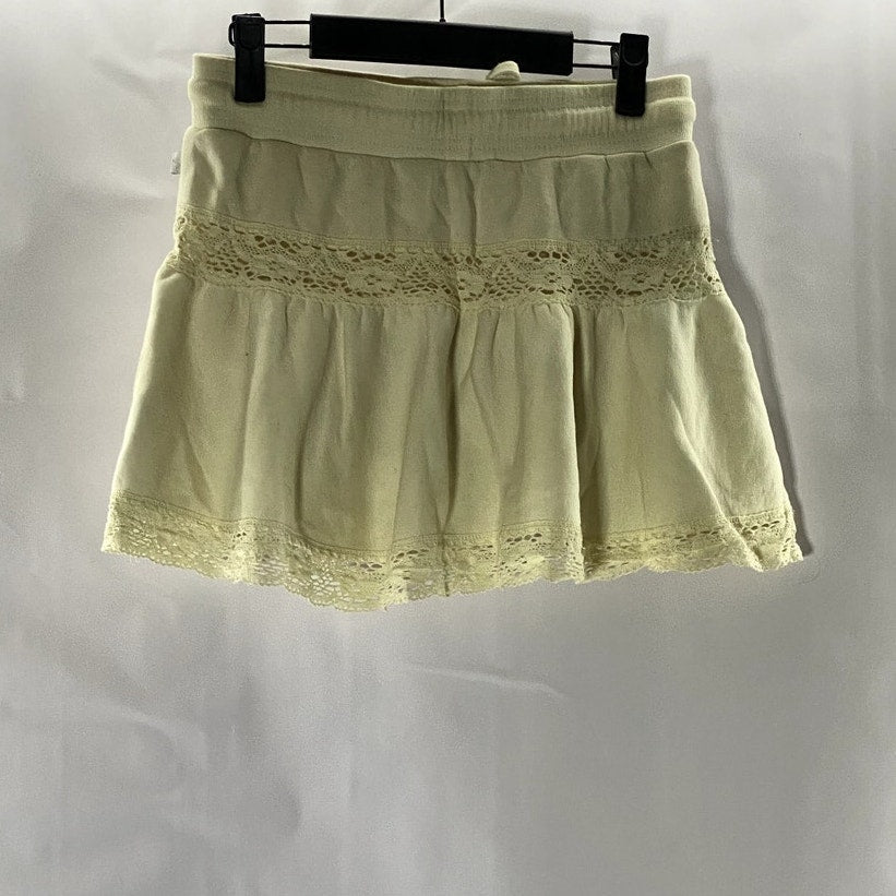 OUT FROM UNDER Women's Off-White Lace-Trim Drawstring Pull-On Mini Skort SZ S