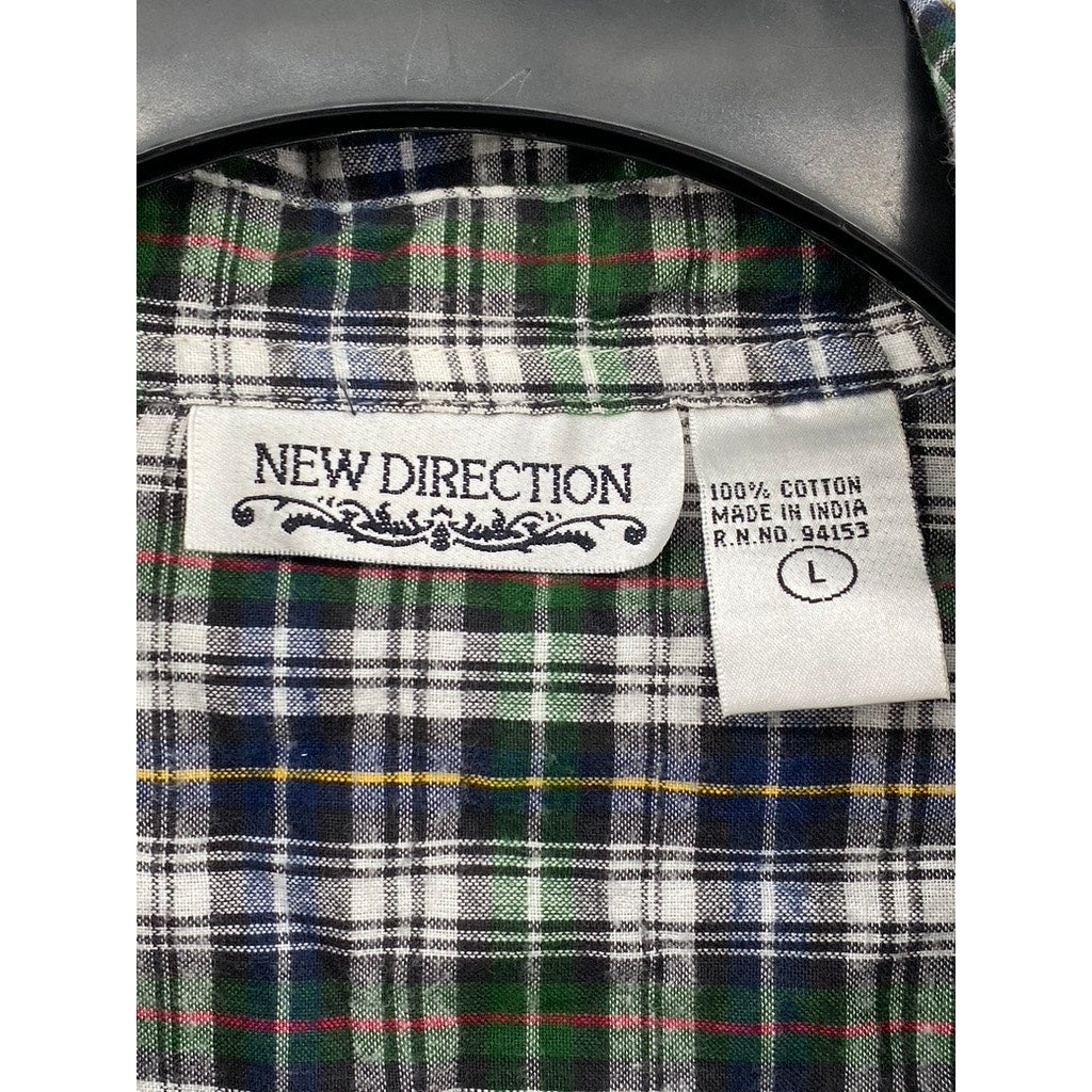 NEW DIRECTION Men's Green Button Down SIZE L