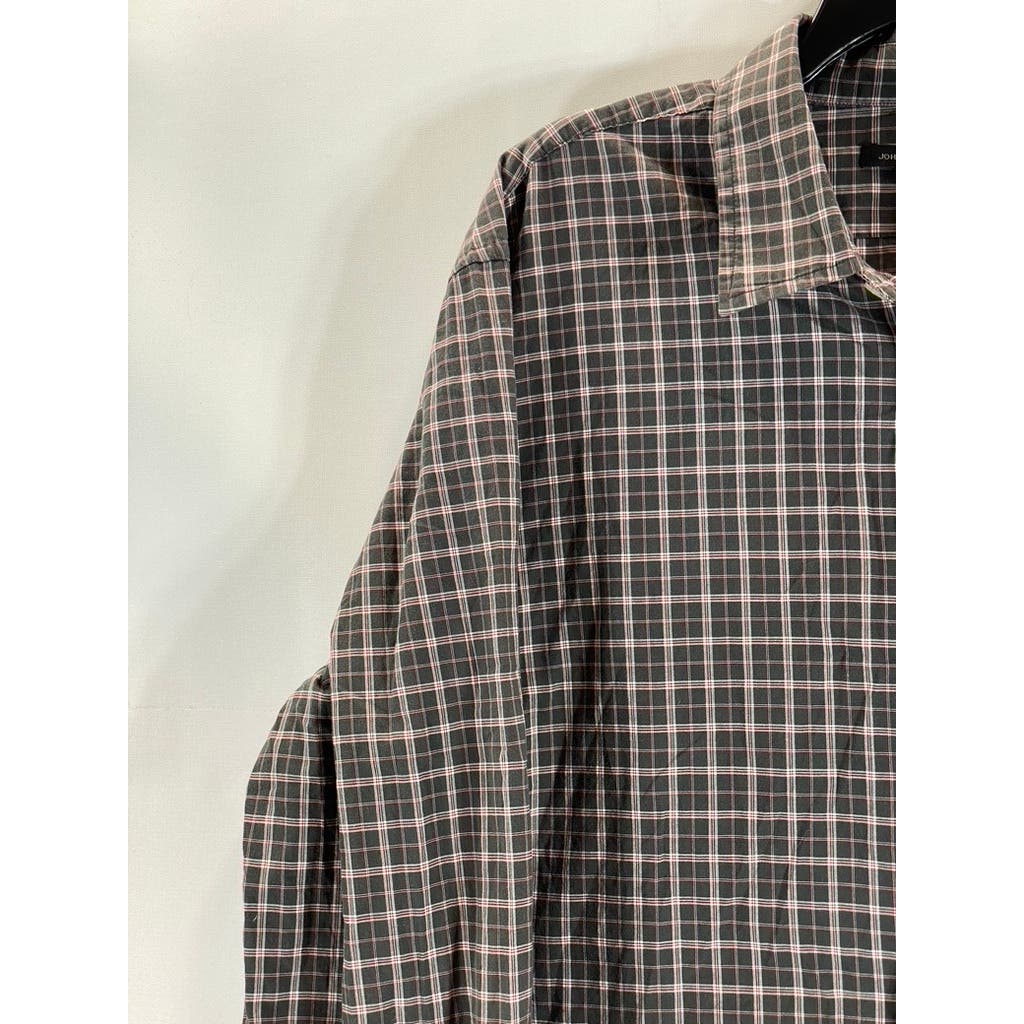 JOHN VARVATOS STAR U.S.A. Men's Black/Red Plaid Button-Up Long Sleeve Shirt SZ L