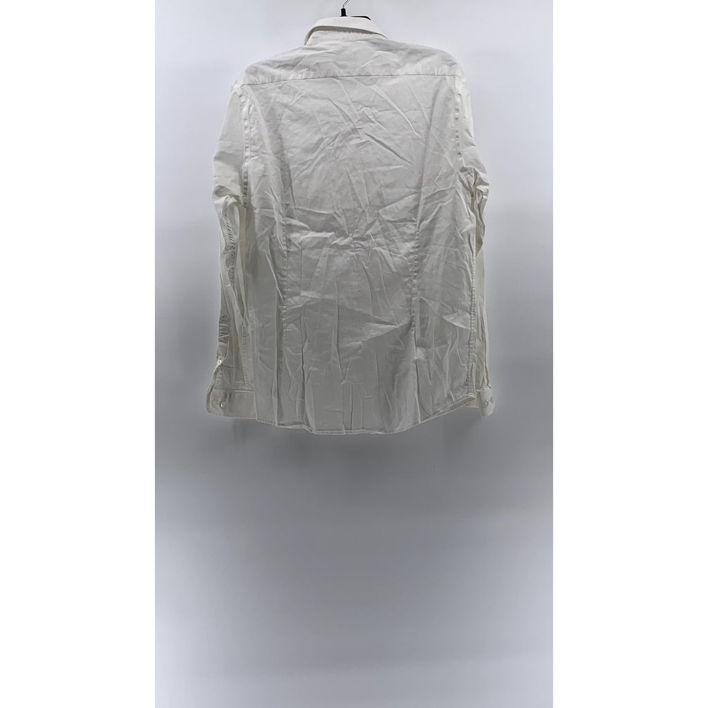 LOUIS PHILIPPE Men's White Solid Button-Up Slim-Fit Long Sleeve Shirt SZ S