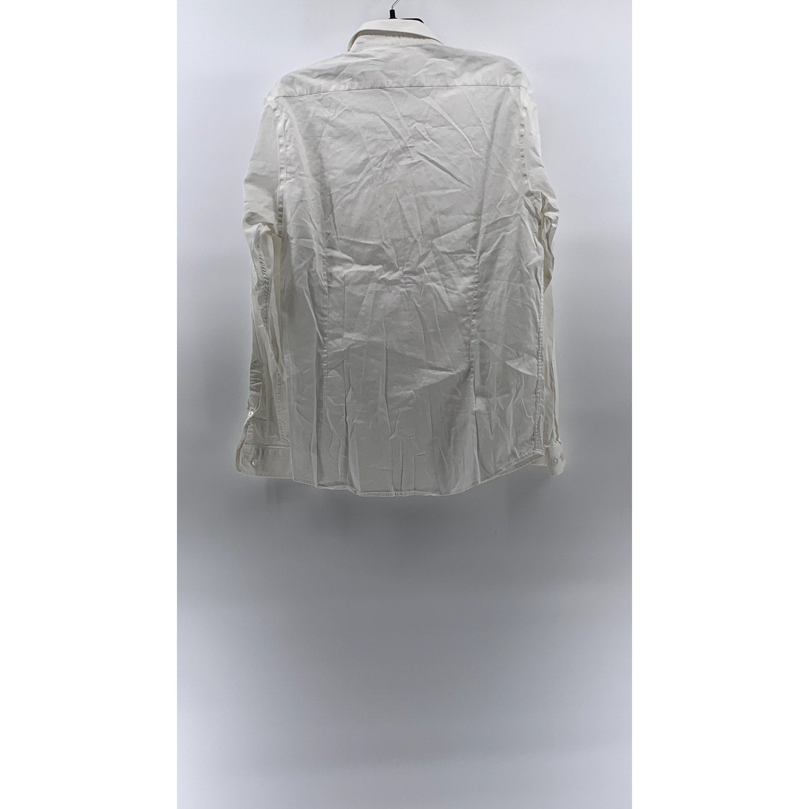 LOUIS PHILIPPE Men's White Solid Button-Up Slim-Fit Long Sleeve Shirt SZ S