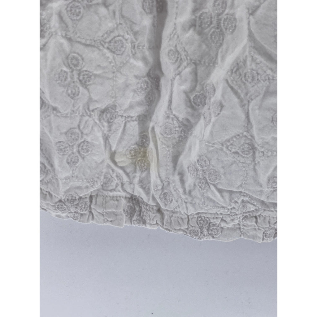 OLD NAVY Women's White Calla Lily Straight Neck Tie-Sleeve Mini Babydoll Dress S