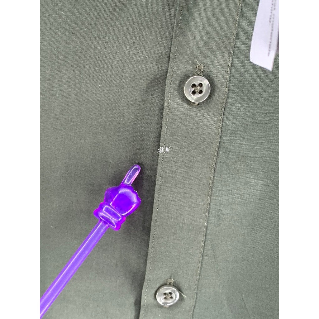 GALAXY BY HARVIC Men's Olive Slim Fit Button-Up Shirt SZ 2XL