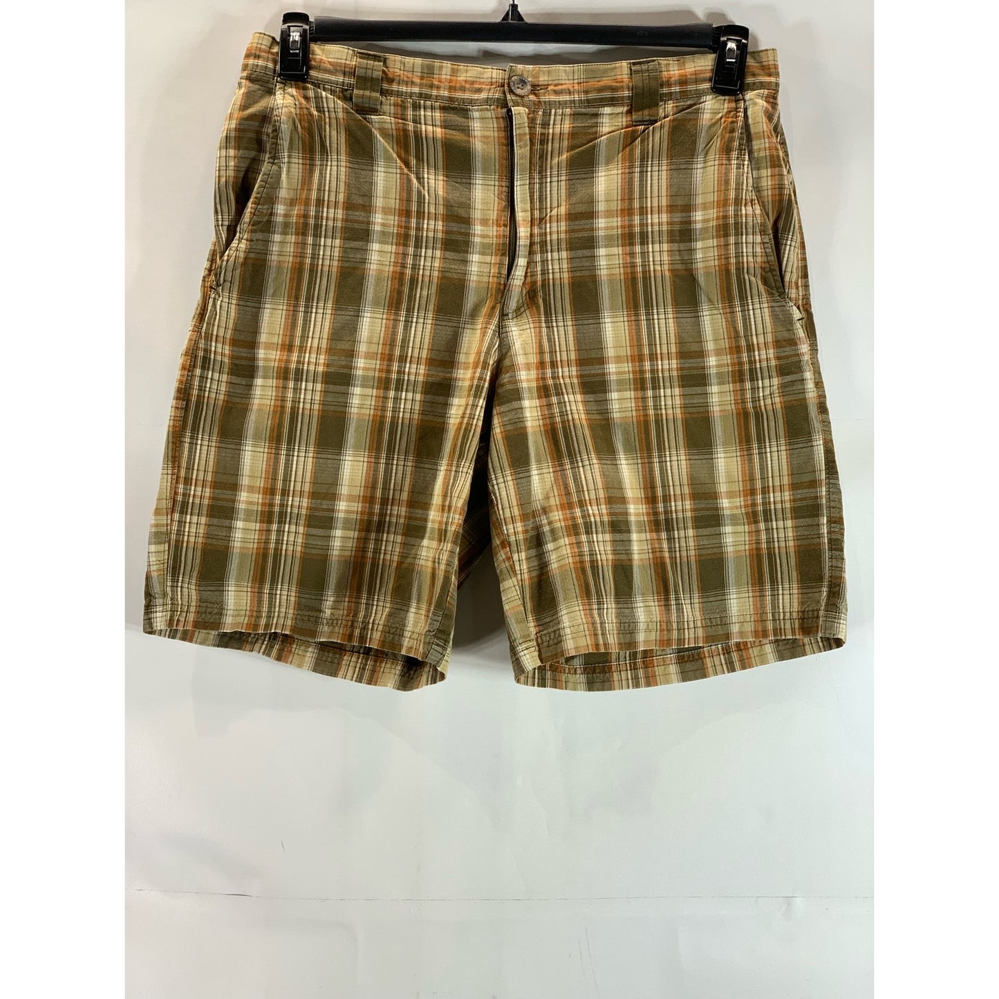 COLUMBIA Sportswear Men's Tan Plaid Casual Regular-Fit Shorts SZ 38