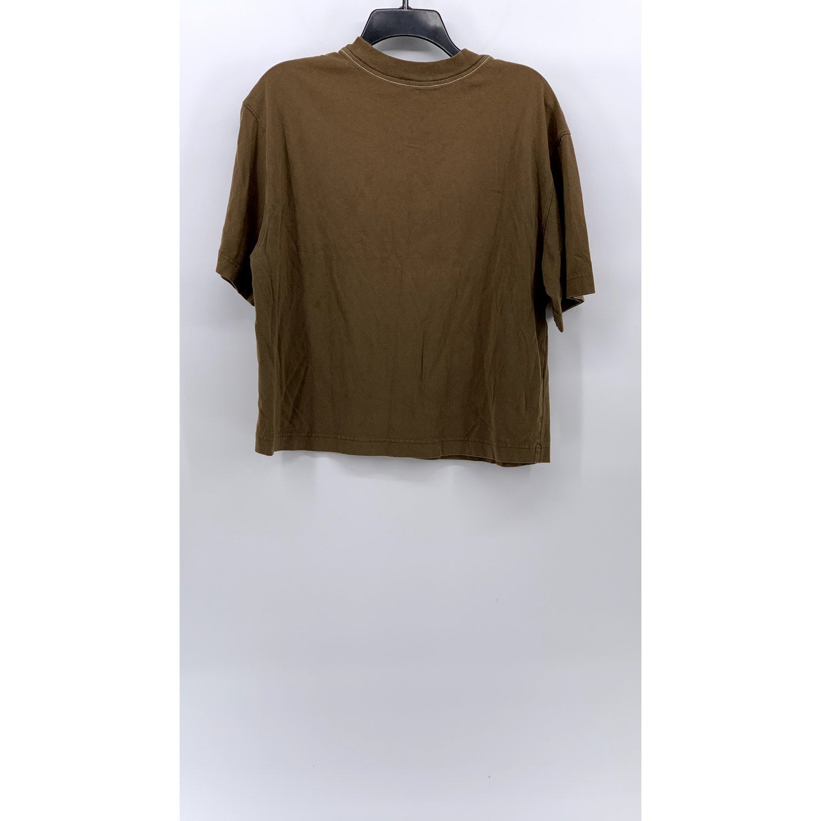 EVERLANE Women's Brown Crewneck Organic Cotton Slouch Short Sleeve Top SZ XS