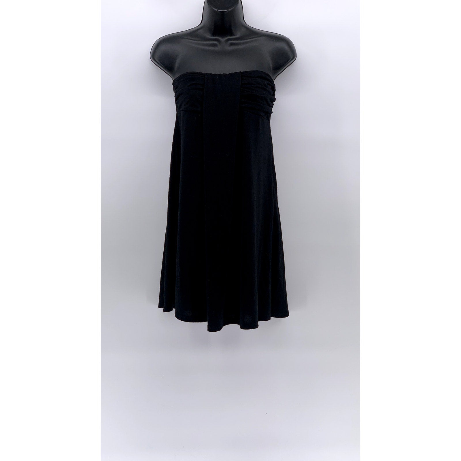 HULA HONEY Women's Black Solid Drapey Strapless A-Line Mini Dress SZ M