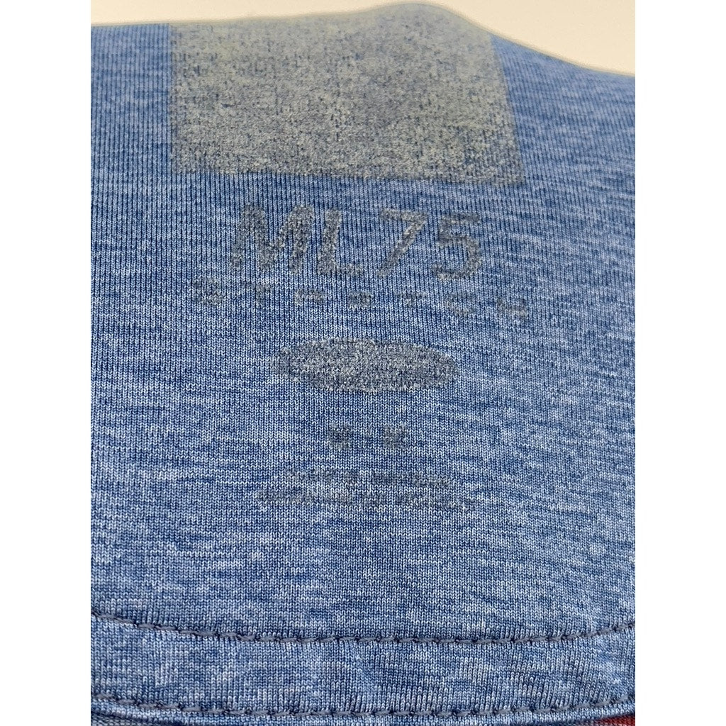 UNBRANDED Men's Blue-Burgundy Striped Short Sleeve Casual Polo Shirt SZ M