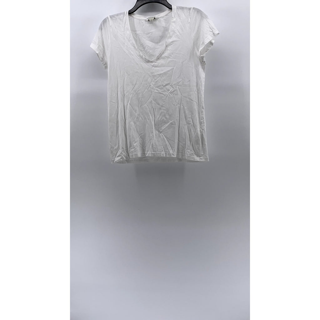 CLUB MONACO Women's White V-Neck Short Sleeve Casual Top SZ S