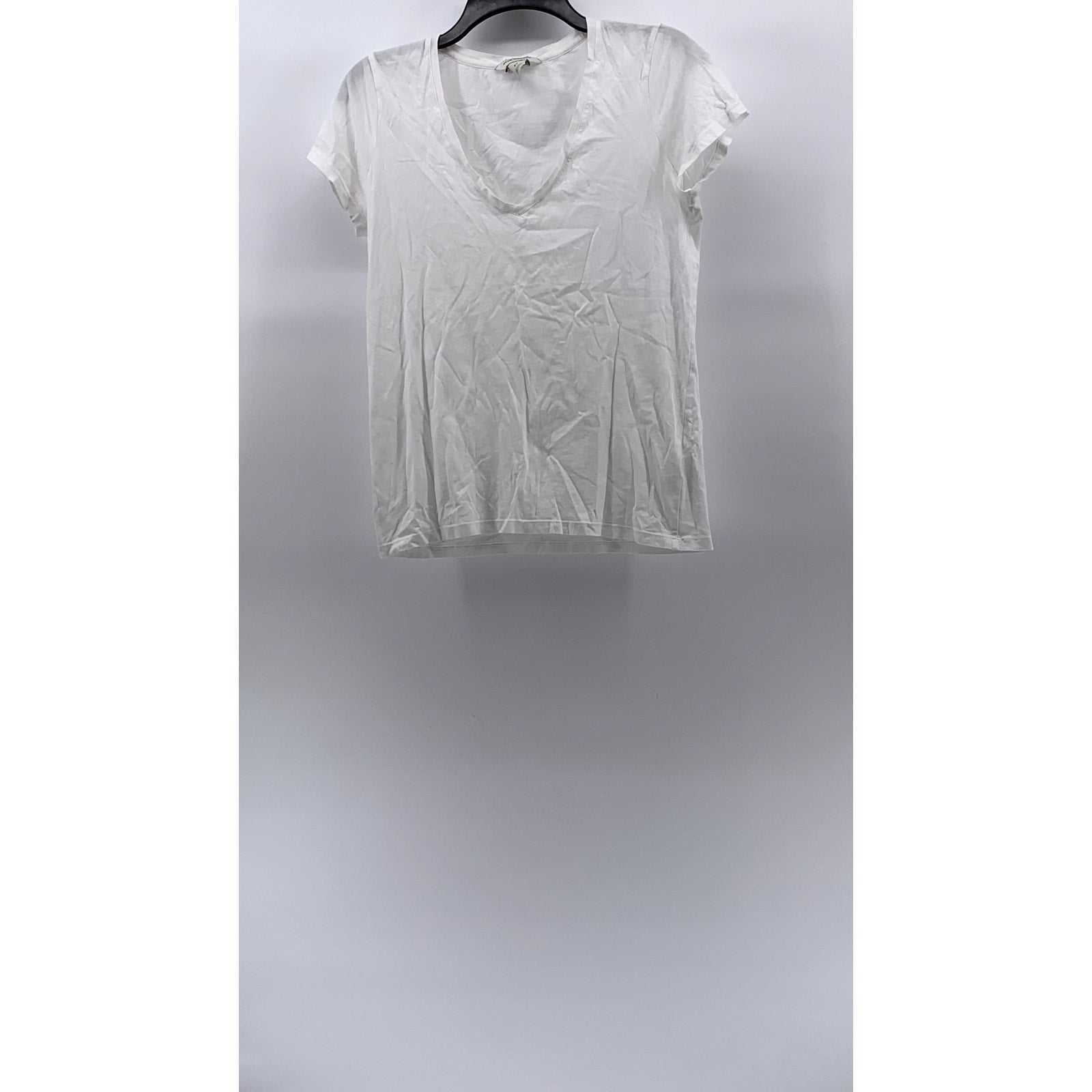 CLUB MONACO Women's White V-Neck Short Sleeve Casual Top SZ S