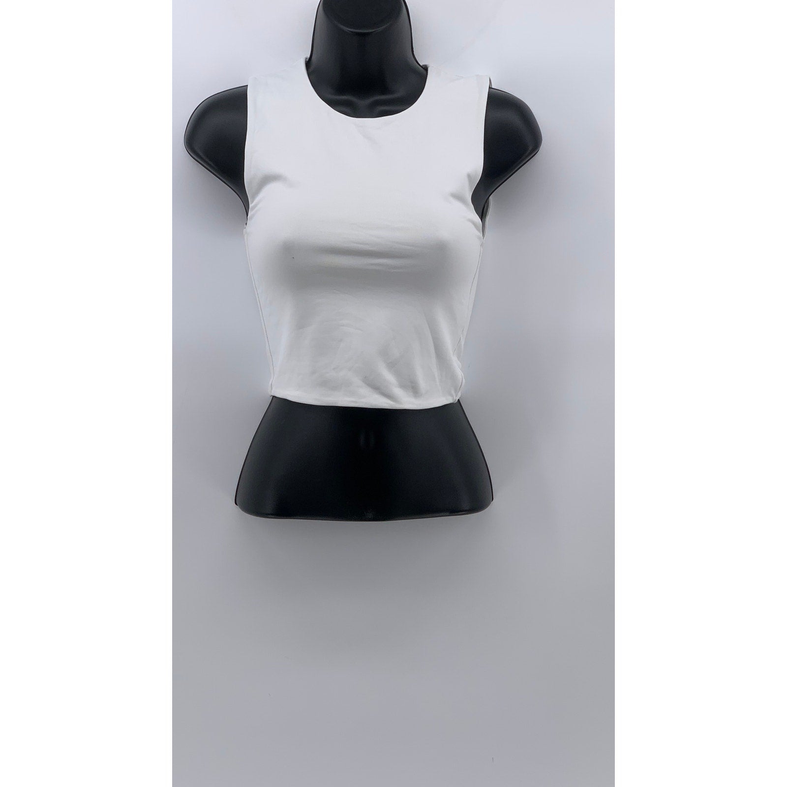 BABATON Women's White Pullover Crewneck Sleeveless Solid Crop Top SZ XS