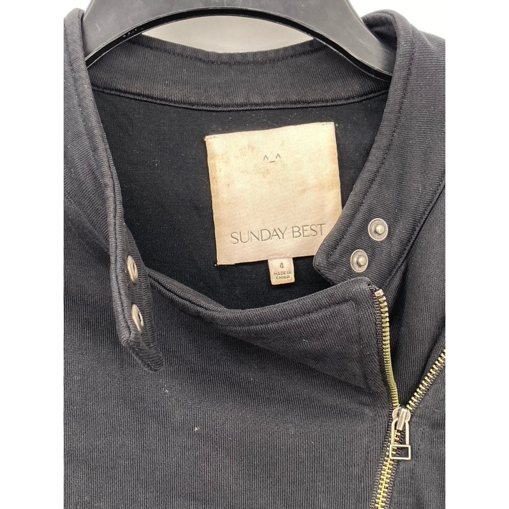 ARITZIA TNA SUNDAY BEST Women’s Black Asymmetrical Zip-Up Biker Moto Jacket SZ 4