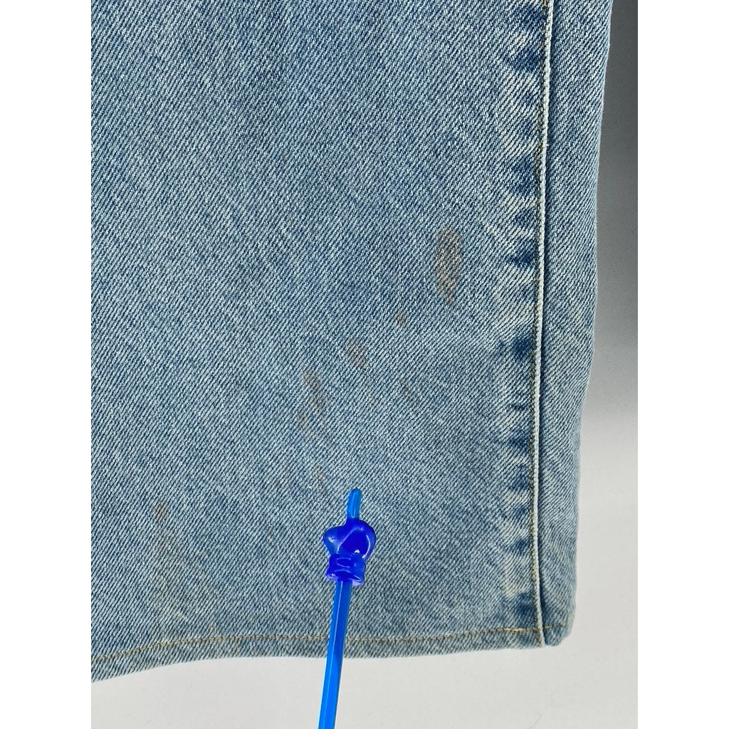 ZARA Women's Light Blue Wash Denim Button-Detail Pleated Relaxed-Fit Jean SZ 4