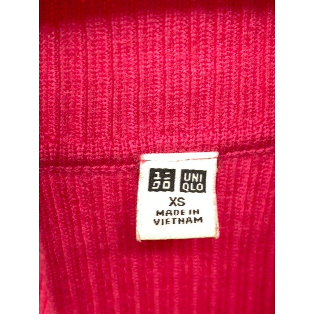 UNIQLO Women's Pink Ribbed Wool Long Sleeve Turtleneck Top SZ XS