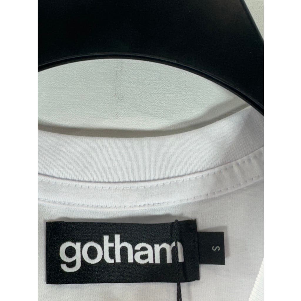 GOTHAM Men's White "Gotham" Logo Short Sleeve Crew Neck T Shirt SZ S