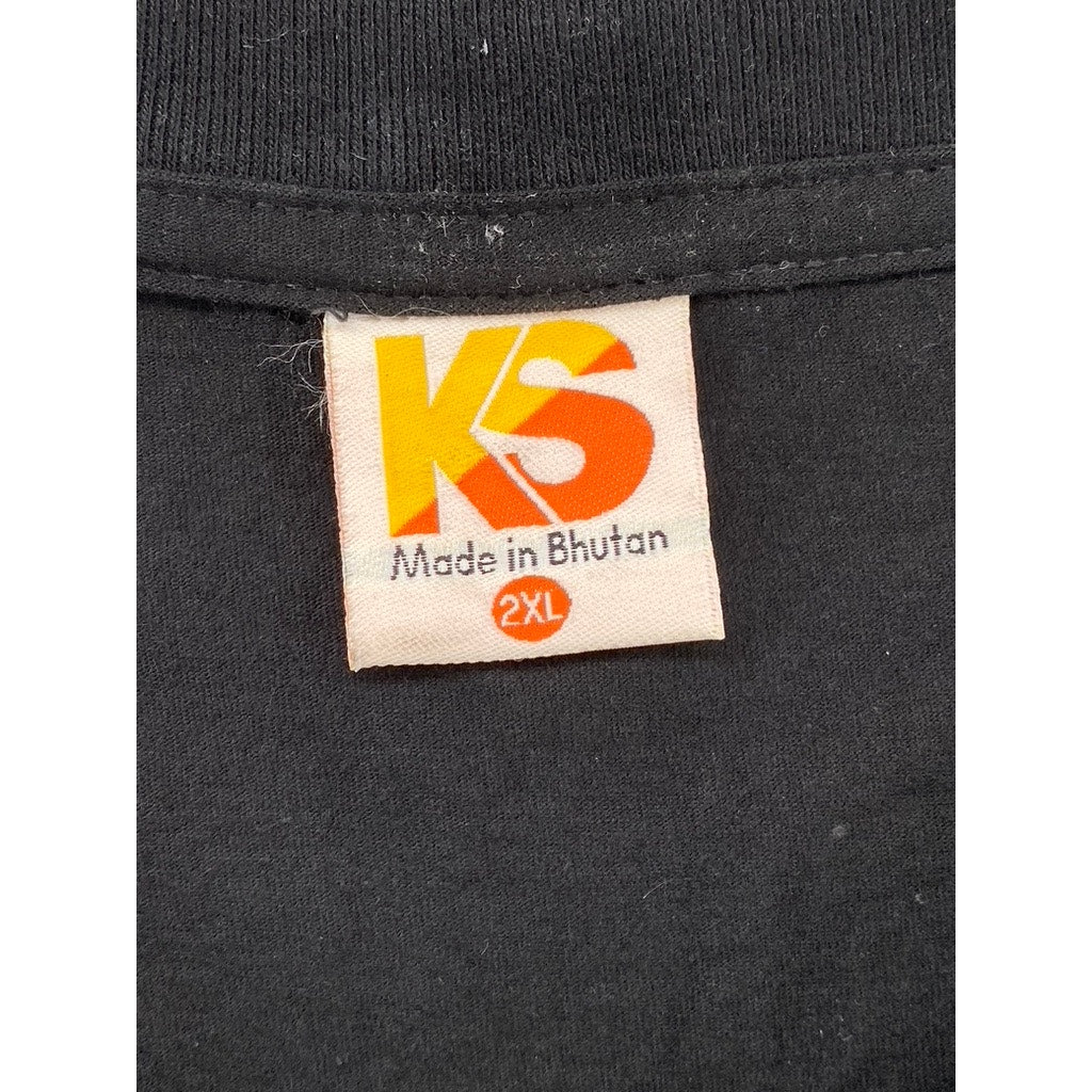 KS MADE IN BHUTAN Men’s Black Logo Crewneck Casual Short Sleeve T-Shirt SZ 2XL