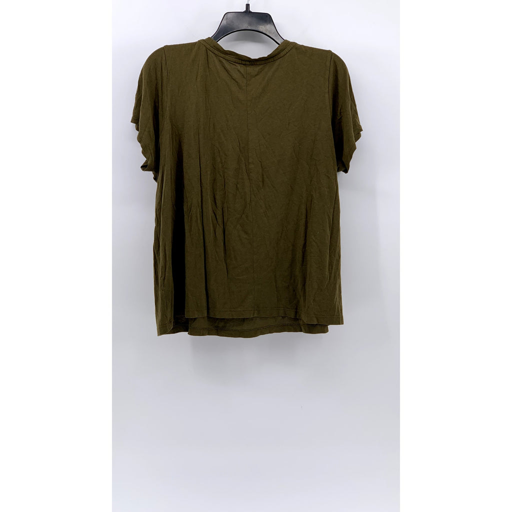 BP. Women's Olive Green Solid Crewneck Cotton-Blend Short Sleeve Top SZ L