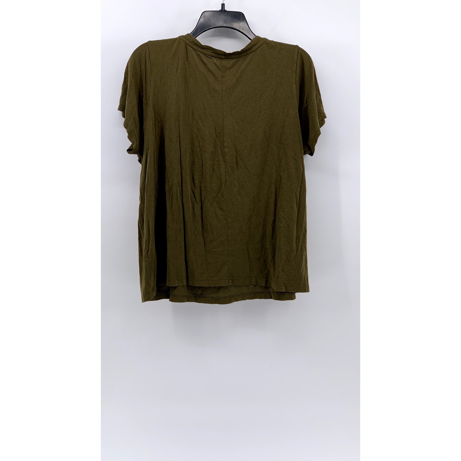BP. Women's Olive Green Solid Crewneck Cotton-Blend Short Sleeve Top SZ L