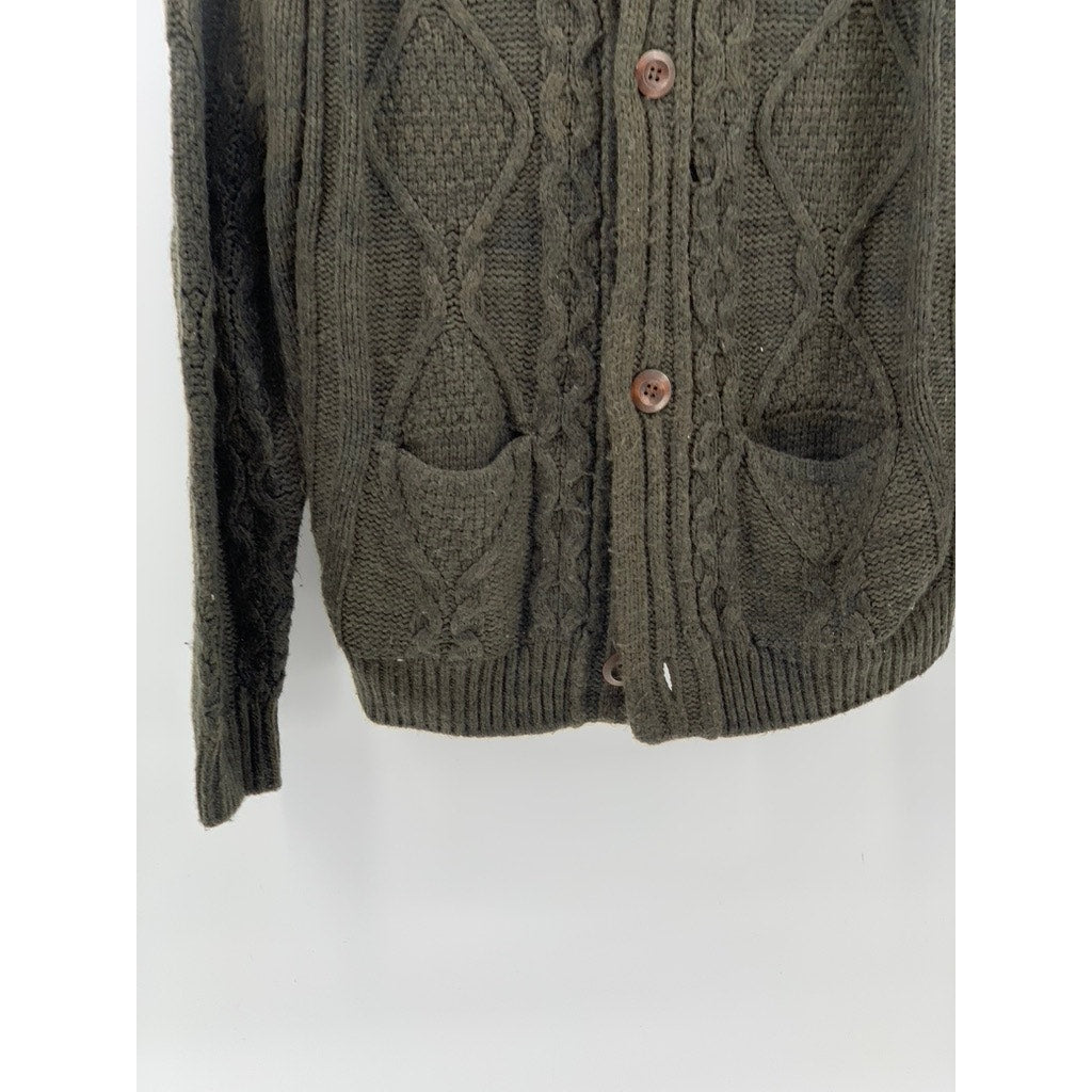 PAISLEY & GRAY Men's Green Knit Shawl-Collar Long Sleeve Button-Up Cardigan SZ S