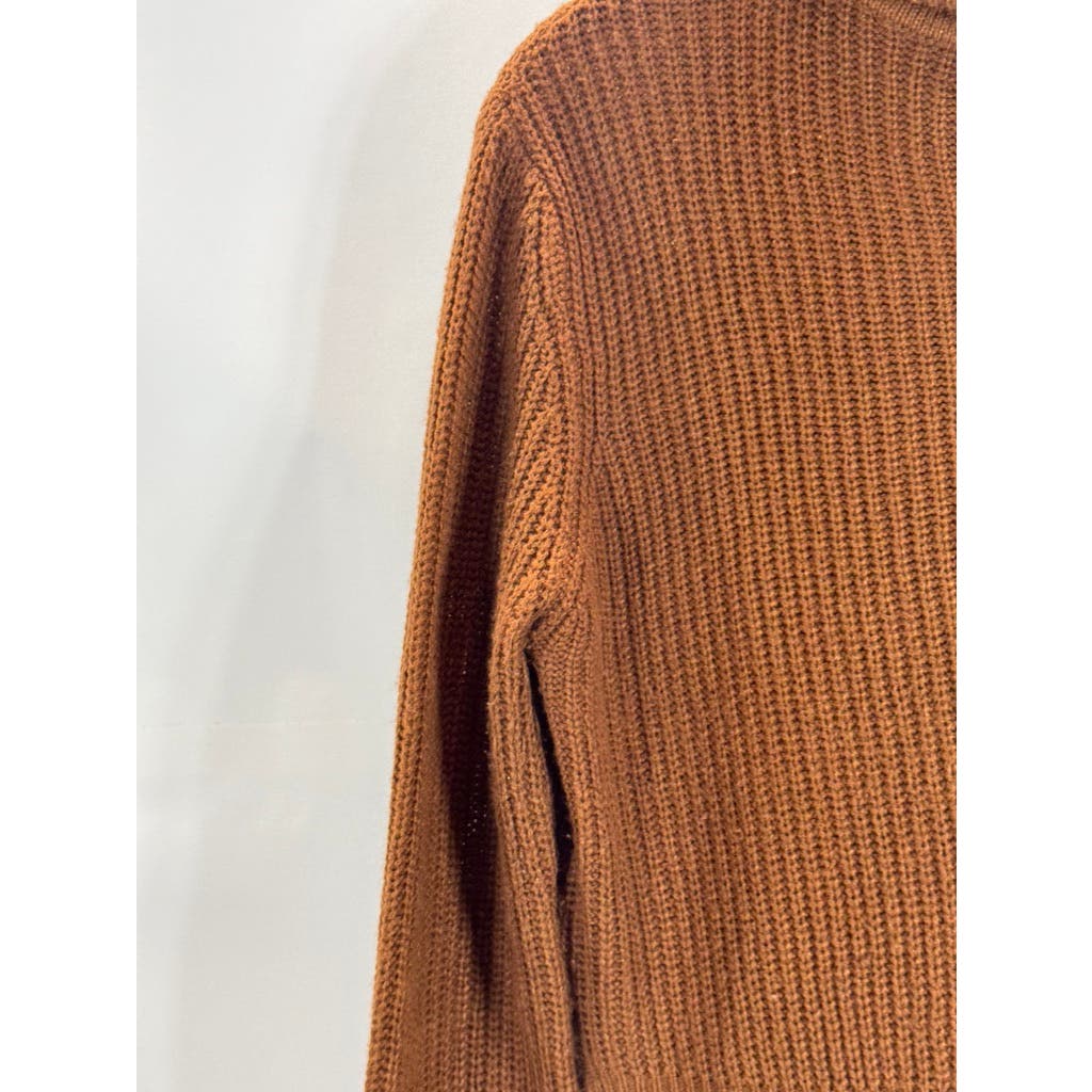 UK 2 LA Women's Brown Ribbed Knit Turtleneck Pullover Sweater SZ M