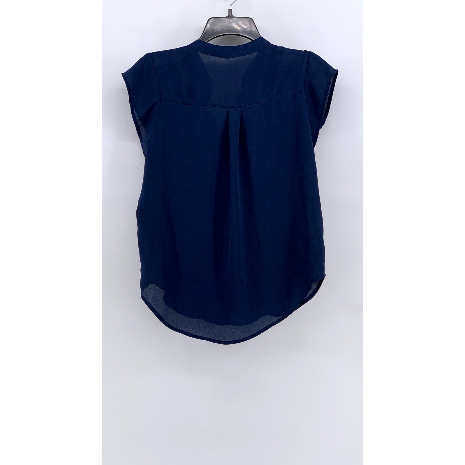 SWEET RAIN Women's Navy Cap Sleeve Split Neck Top SZ M