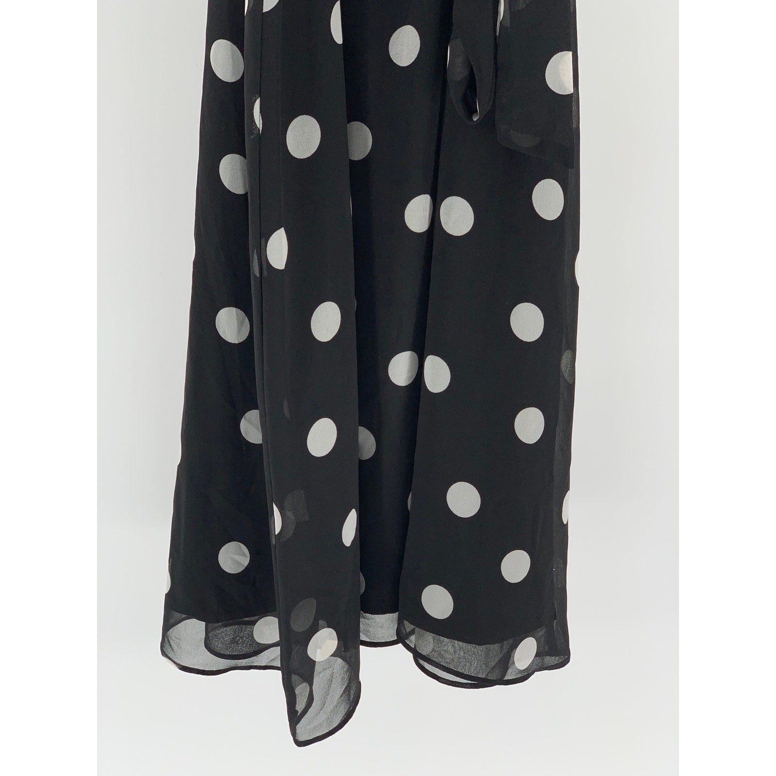 BANANA REPUBLIC Women's Black-White Coin Dot Sleeveless Belted Maxi Dress SZ 10