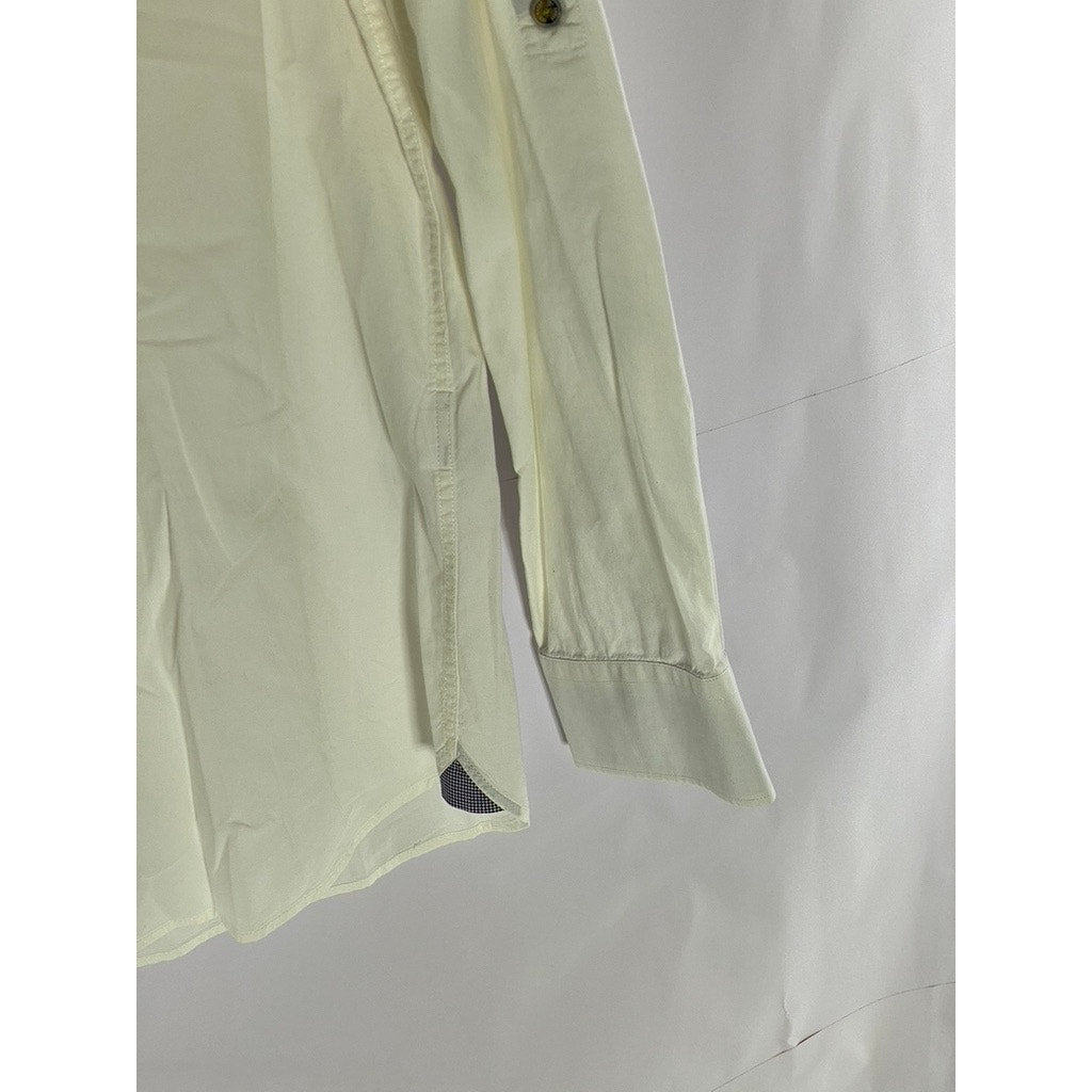 TED BAKER LONDON Men's Off-White Regular Fit Button-Up Long Sleeve Shirt SZ 4(L)