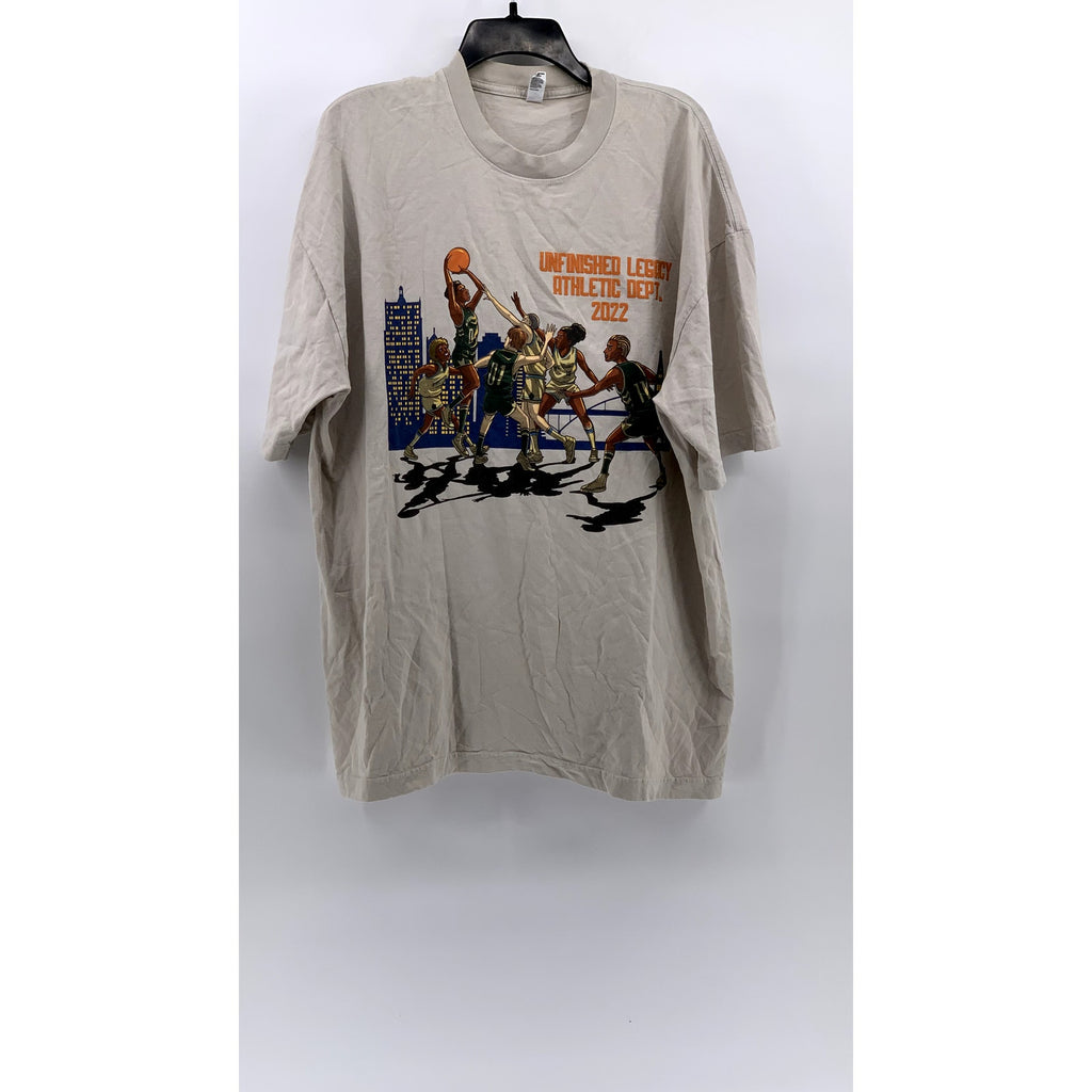 LOS ANGELES APPAREL Men's Beige Basketball Graphic T-Shirt SZ XL