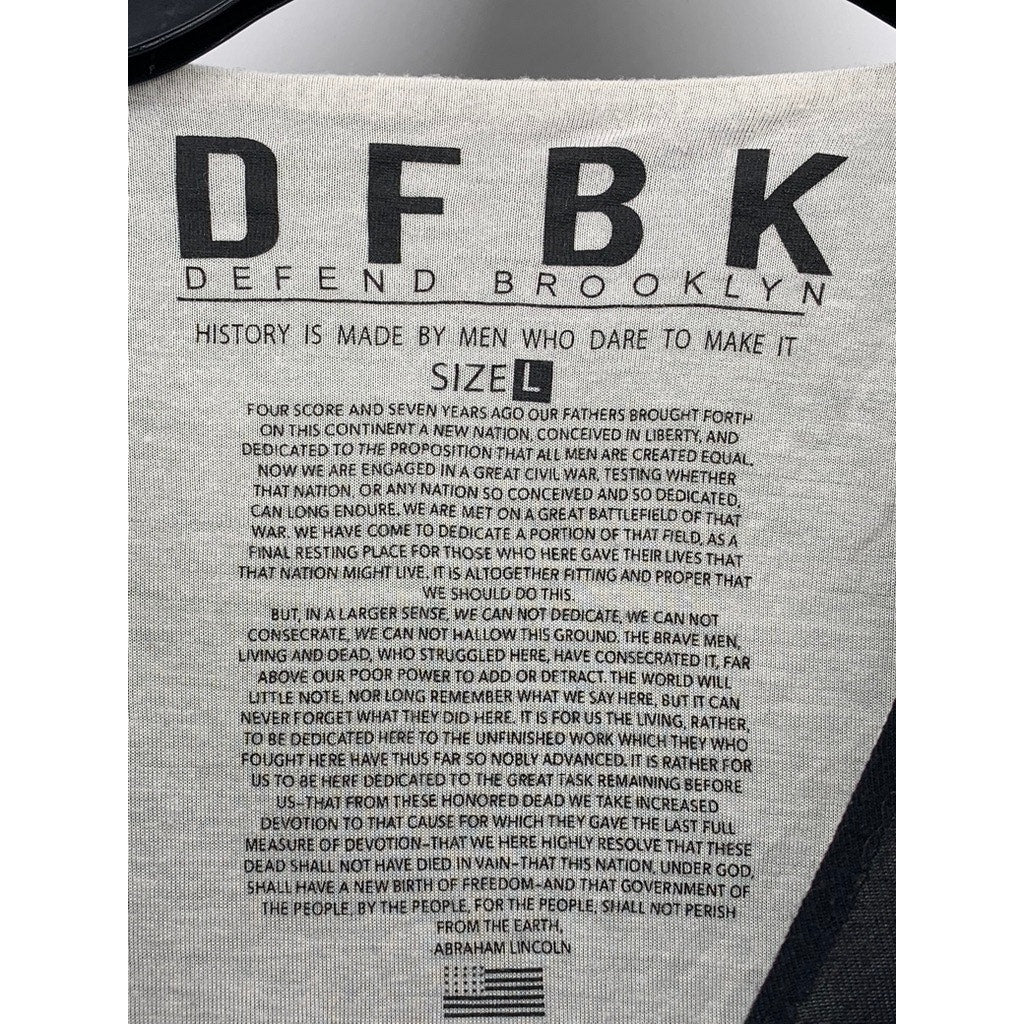 DFBK DEFEND BROOKLYN Women's Black-Cream Crewneck Short Sleeve Layered Top SZ L