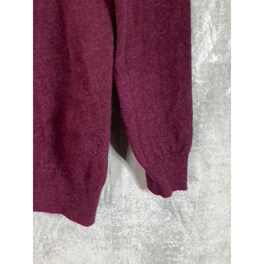 C BY BLOOMINGDALES Women's Burgundy Cashmere V-Neck Pullover Sweater SZ 2XL