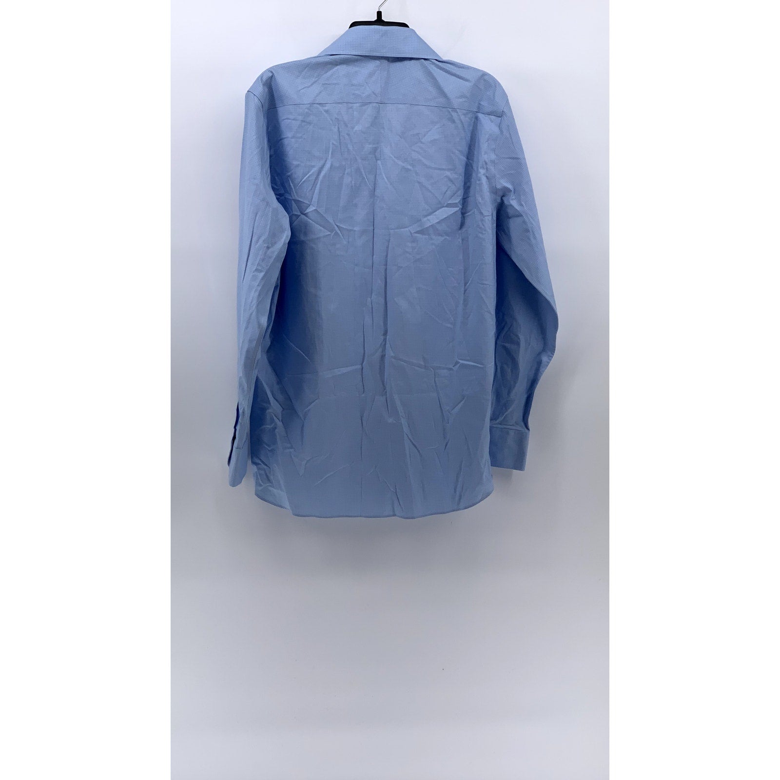 PROPER CLOTH Men's Light Blue Gingham Regular-Fit Long Sleeve Shirt SZ 16