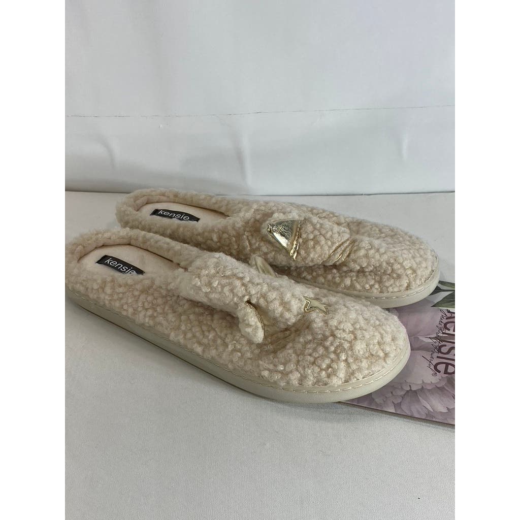 KENISE Women's Ivory Comfy Critter Faux-Fur Memory Foam Clog Slipper SZXL(10/11)