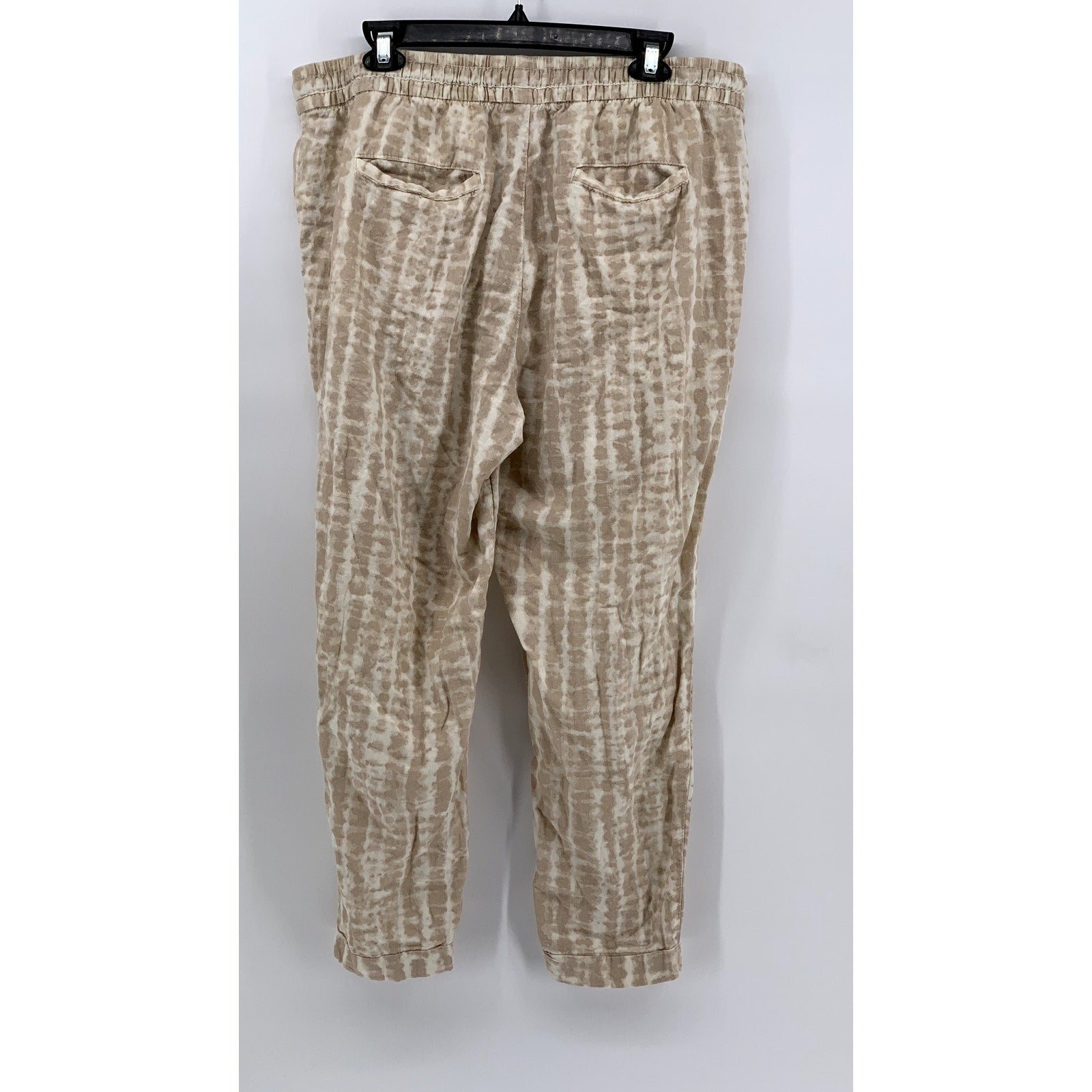 OLD NAVY Women's Beige Spring Tie-Dye High-Rise Linen-Blend Pant SZ L
