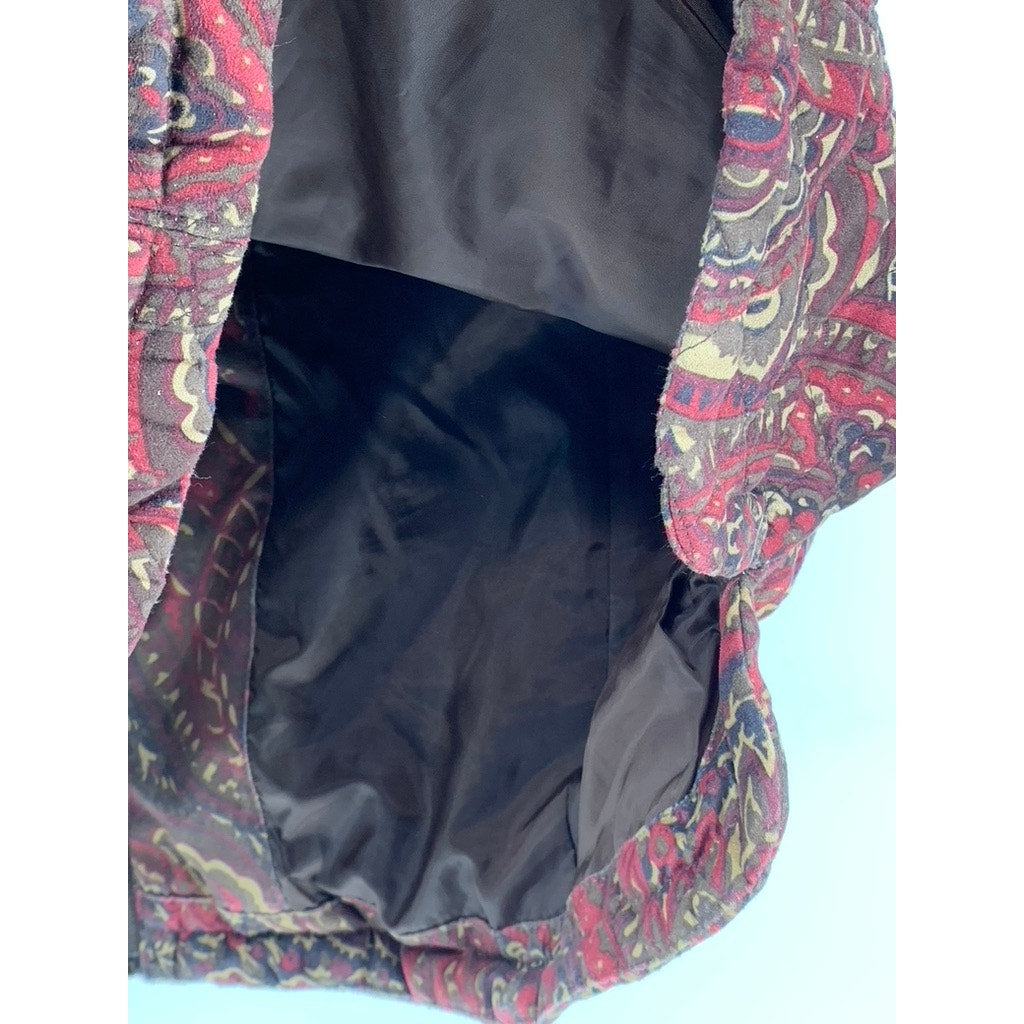 CROFT & BARROW Women’s Brown Paisley Print Quilted Zip-Up Vest SZ L