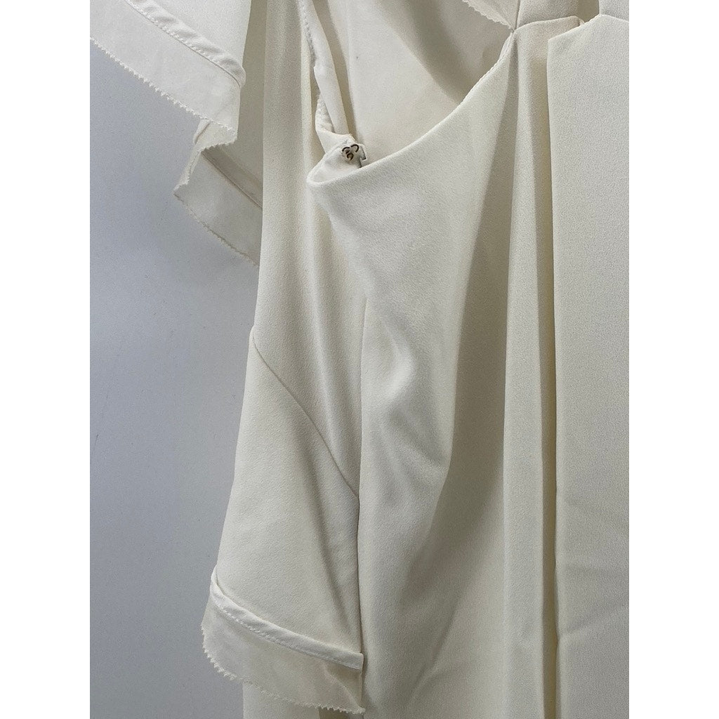 CLUB MONACO Women’s White Irina Ruffle-Sleeve Sheath Knee-Length Dress SZ 2