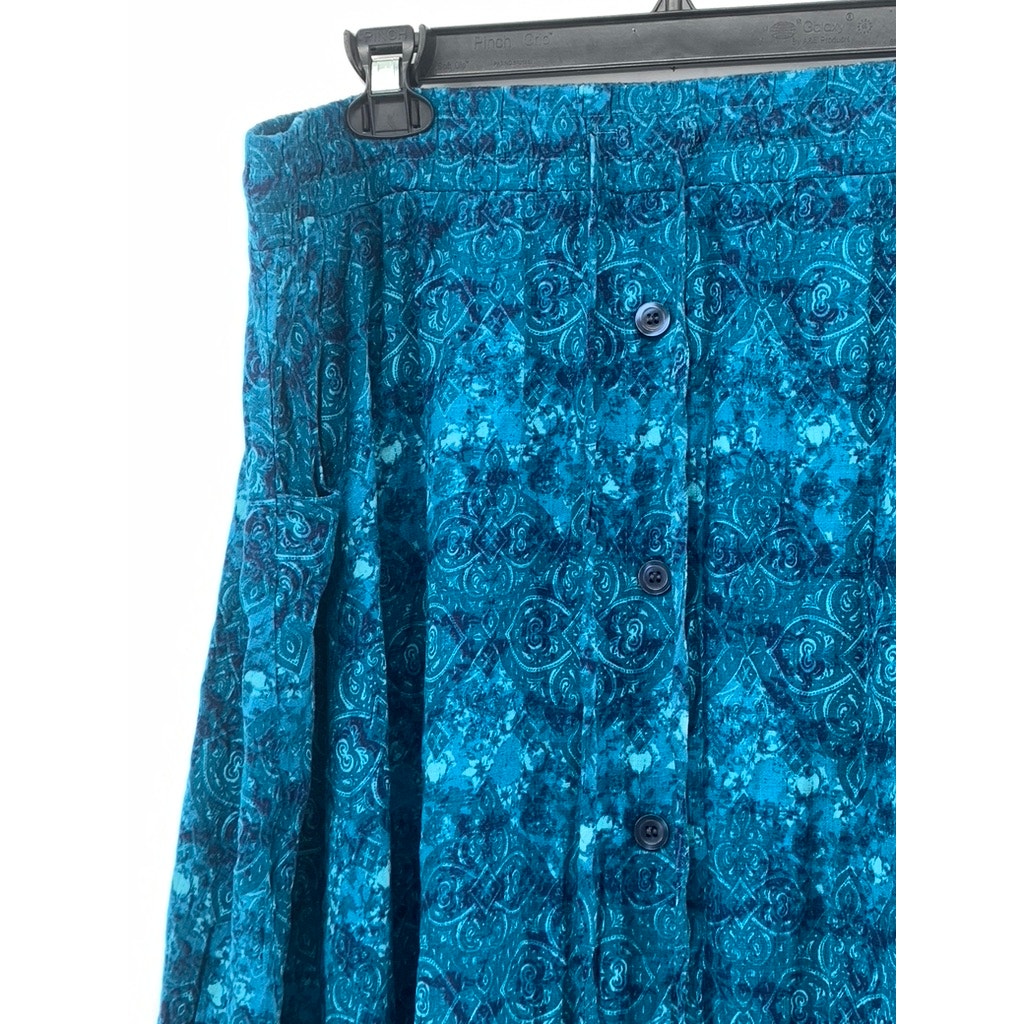 LULAROE Women's Blue Printed Pull-On Midi Skirt SZ XL