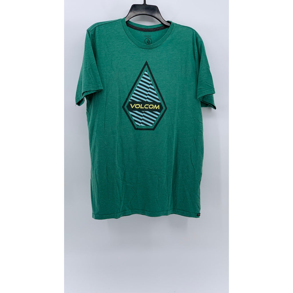 VOLCOM Men's Green Interference Crewneck Short Sleeve Modern Fit T-Shirt SZ L