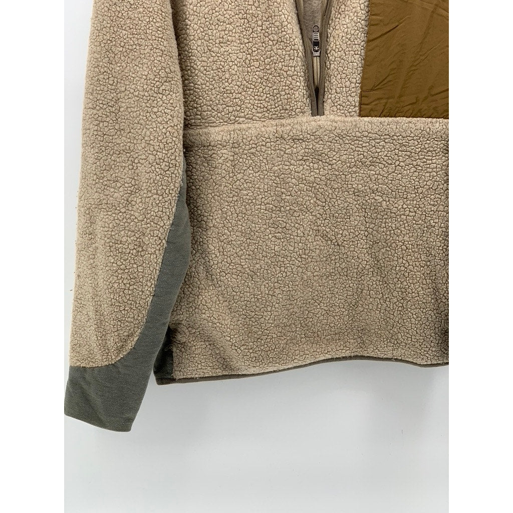 LULULEMON Men's Beige-Gray Sherpa Pyle Stand Collar Long Sleeve Sweater SZ L