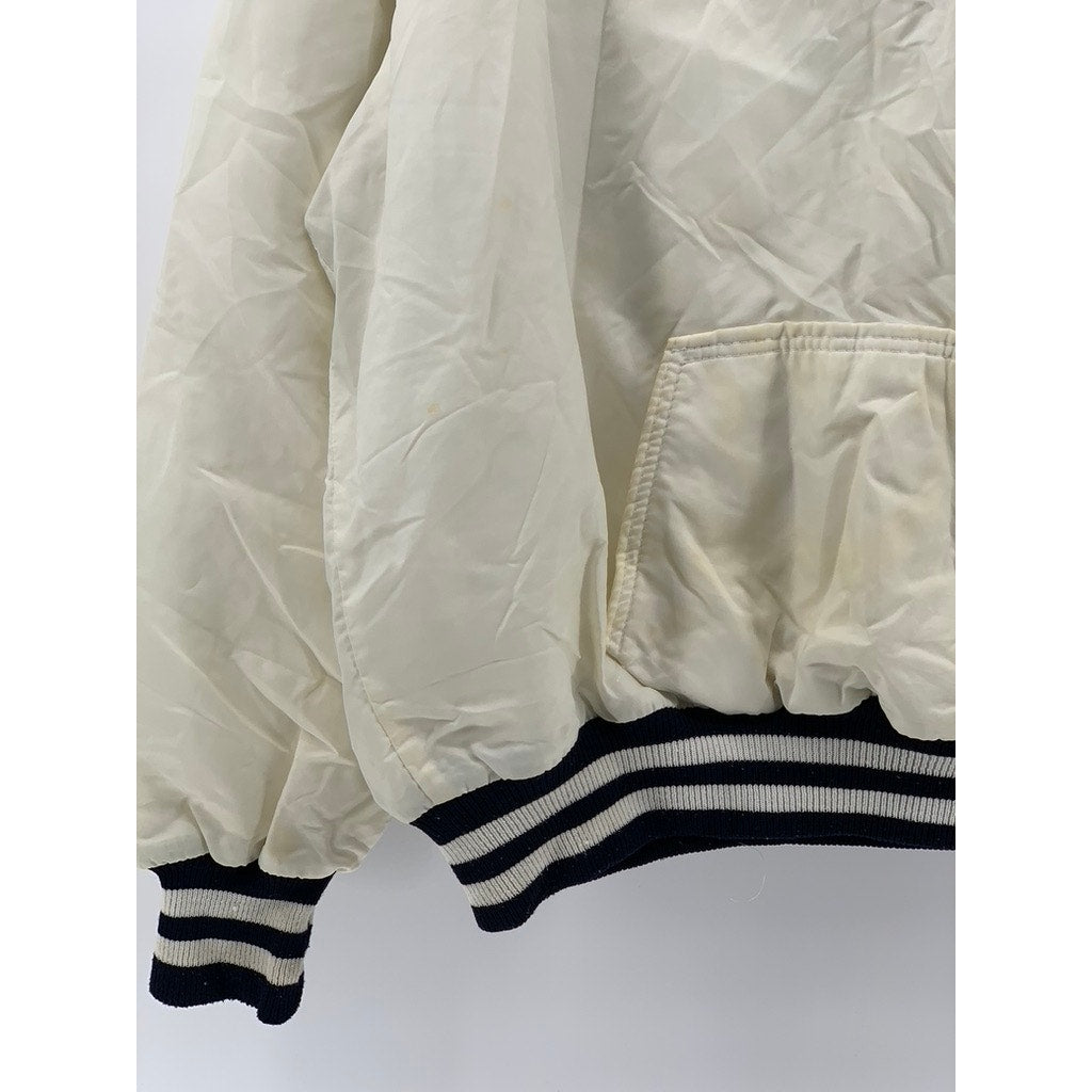 DELONG Women's White-Navy Vintage Varsity Cheerleader Jacket SZ XL