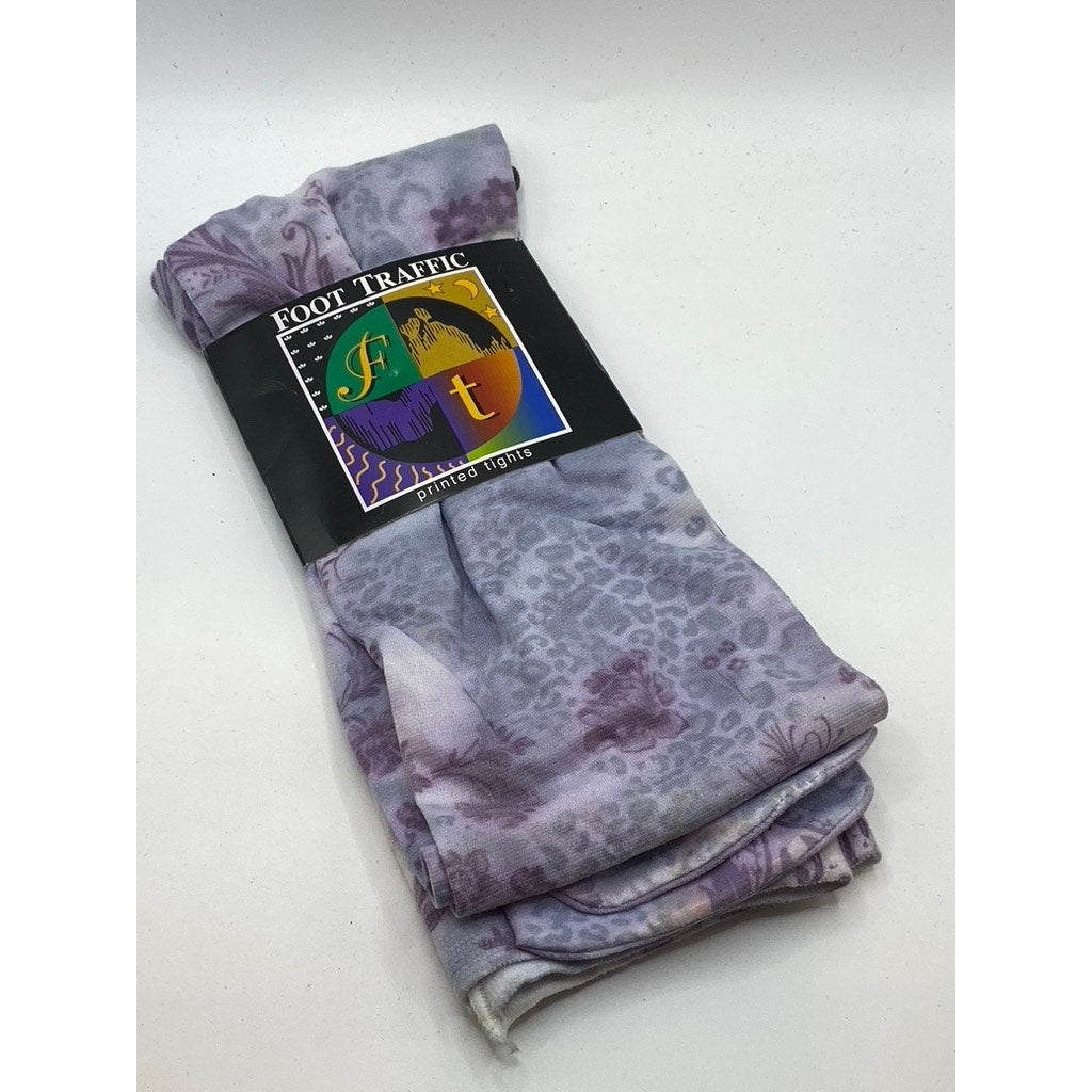 FOOT TRAFFIC Women's Blue-Pink Tie-Dye Printed Pull-On Tights SZ OS