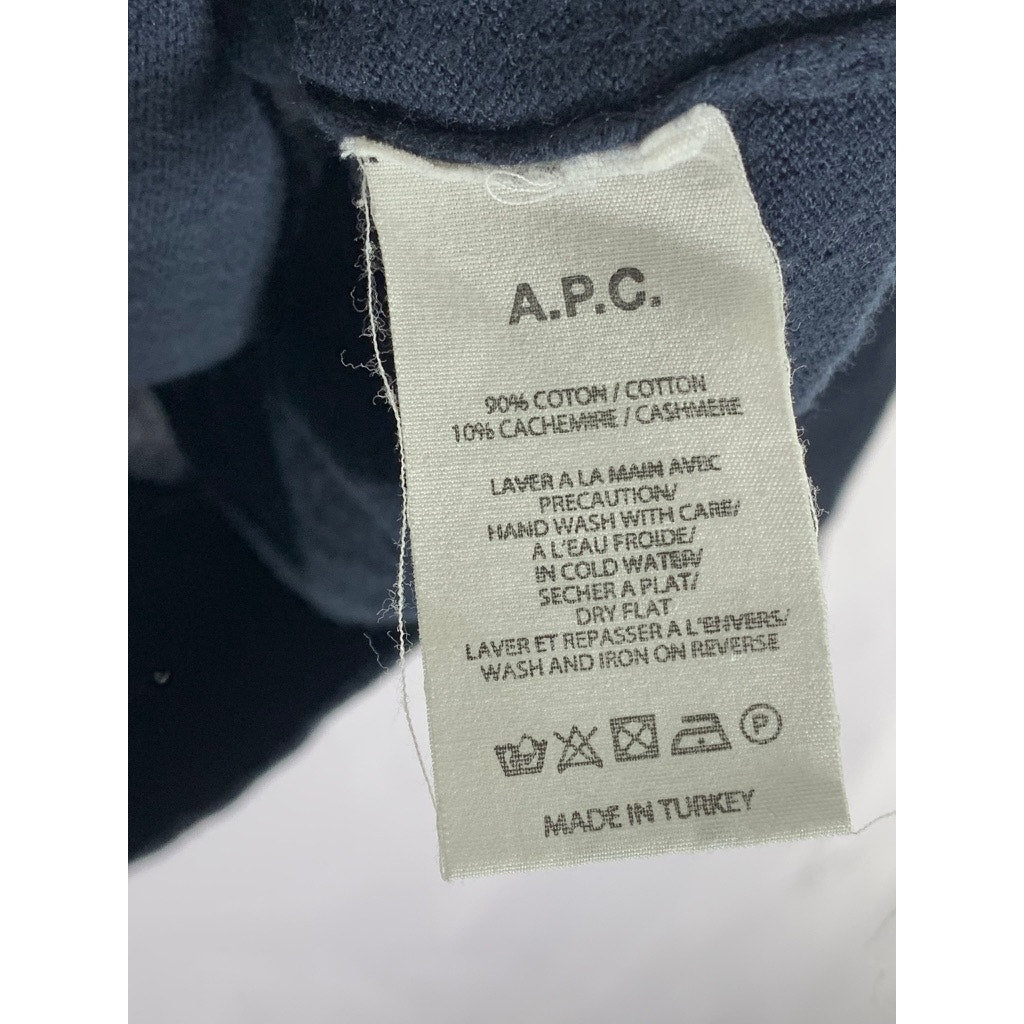 A.P.C. Rue Madame Paris Men's Black Solid Cotton-Cashmere Crewneck Sweater SZ S