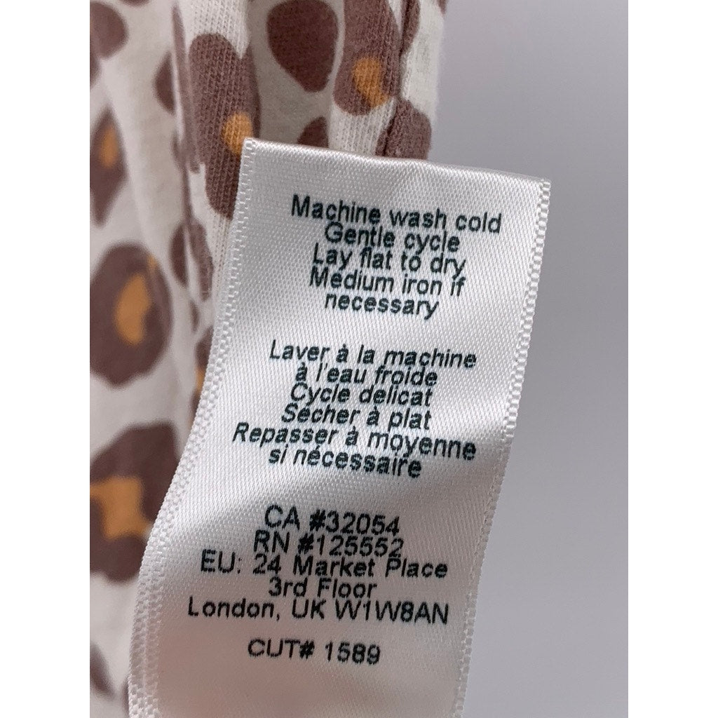 DOLAN Women's White-Brown Cheetah Print Scoop-Neck Sleeveless Top SZ M