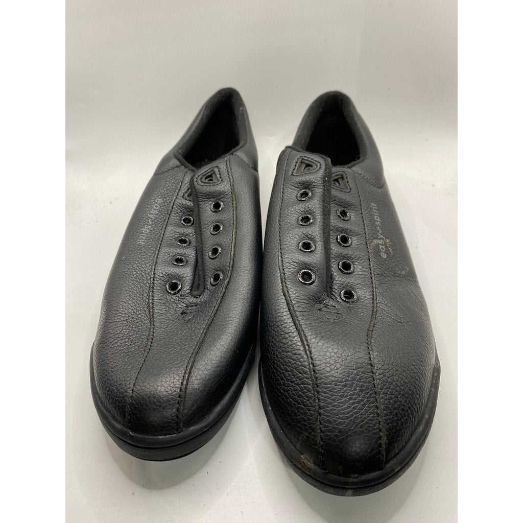 EASY SPIRIT Women's Black Leather Lace-Up AP1 Lace-Up Walking Shoes SZ 10.5
