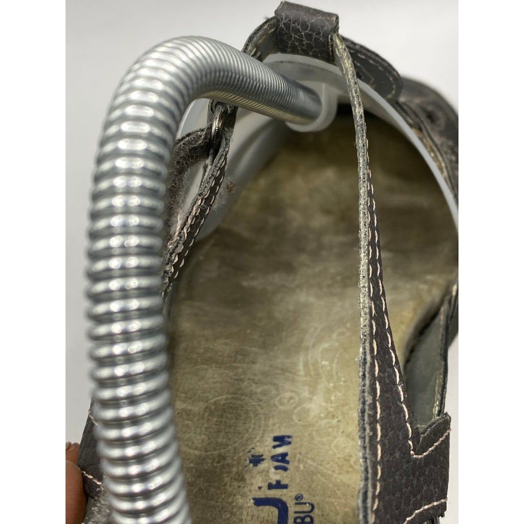 JBU By JAMBU Gray Leather Sydney Cutout Round-Toe Ankle-Strap Casual Shoes SZ7.5