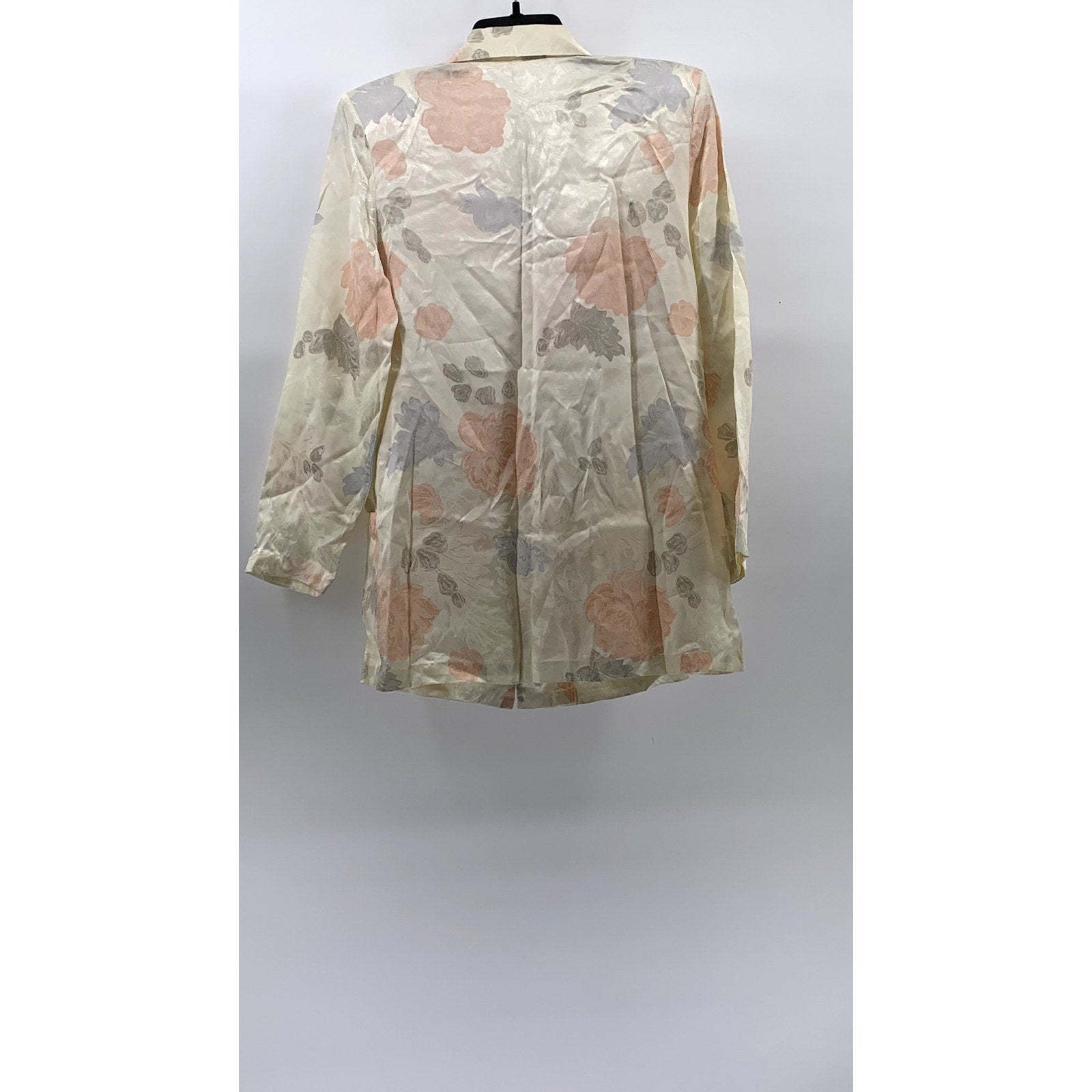 MANHATTAN PLAZA Women's Vintage Beige Floral Single-Button Blazer SZ 10