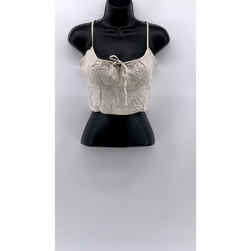 JOHN GALT Women's Off-White Linen-Blend Crop Top SZ OS