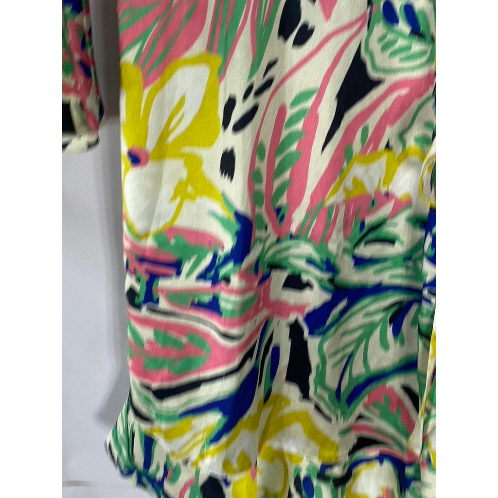 OUTRAGEOUS FORTUNE Women's Summer Floral Long Sleeve Ruffle Wrap Dress SZ 12