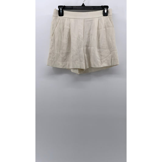 BABATON Women's Off-White High-Rise Relaxed Fit Pleated Shorts SZ 4